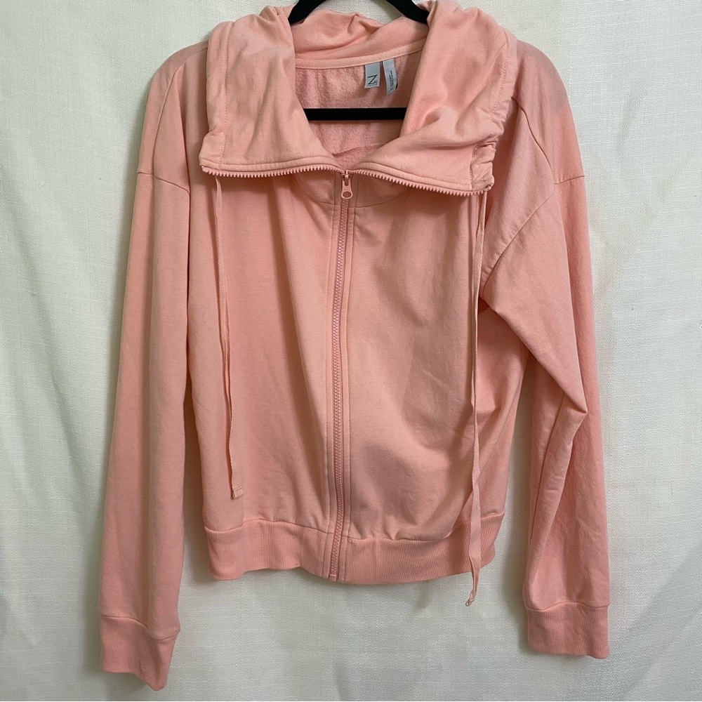 Zella- Pink zip up cowl neck sweatshirt- Size Medium
